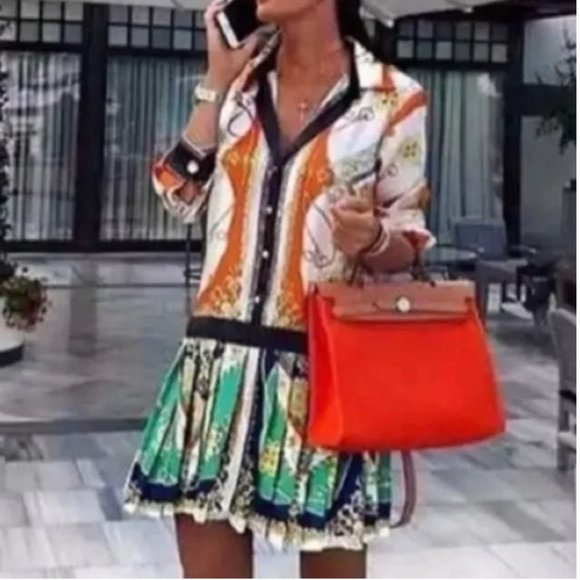 Zara Multicolor Chain Print Scarf Dress - Picture 11 of 11